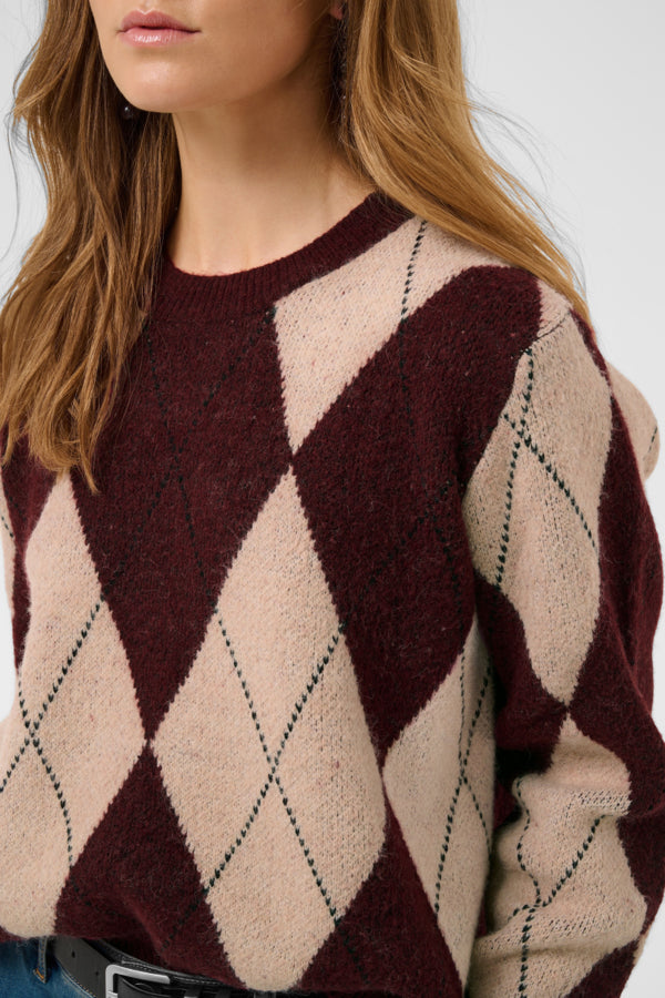 CUArgyle Pullover Burgundy