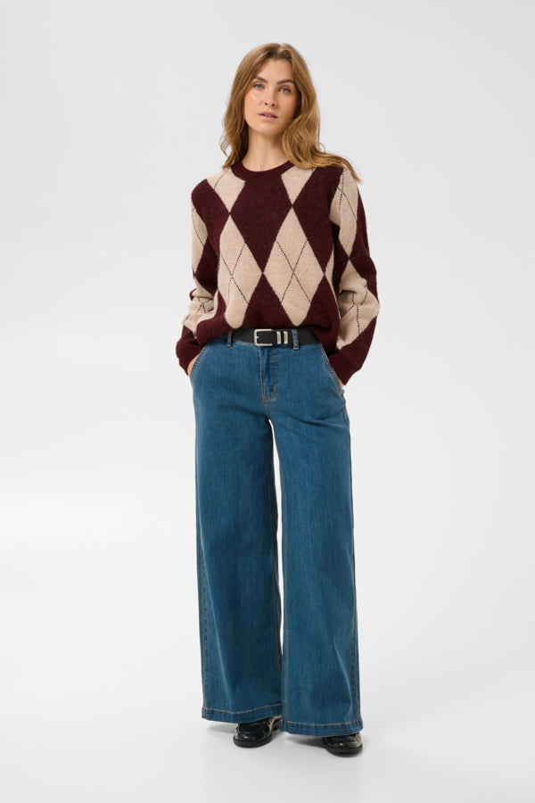 CUArgyle Pullover Burgundy