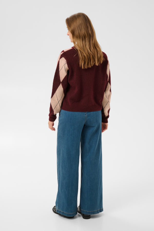 CUArgyle Pullover Burgundy