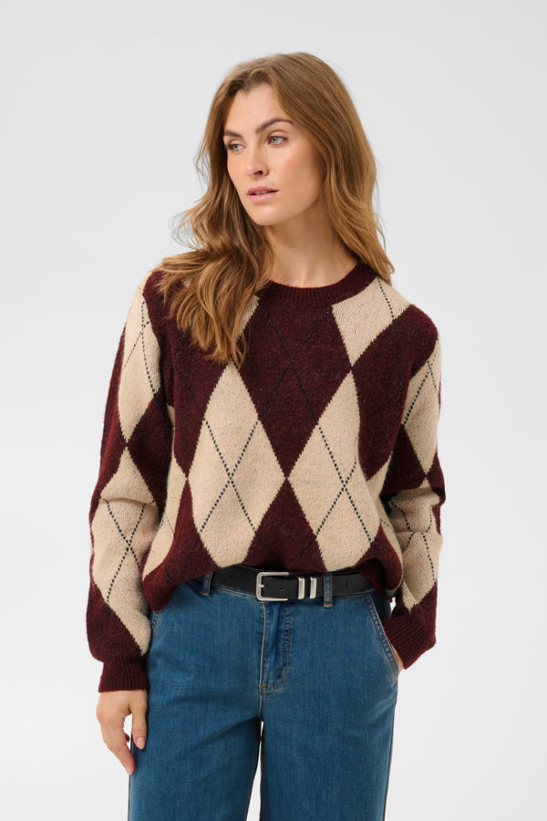 CUArgyle Pullover Burgundy