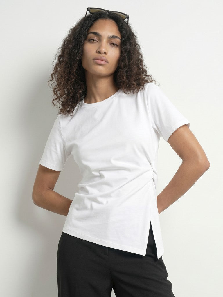 HDRiva SS Draped Top White