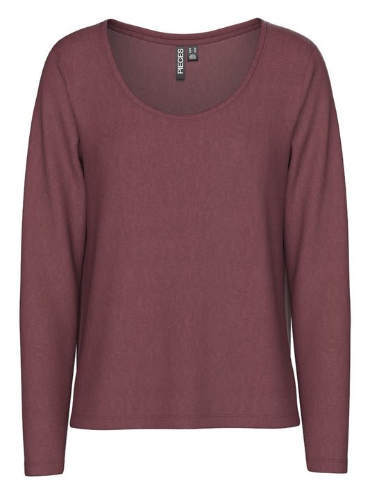 PCSophie LS U-Neck Tee Tawny Port