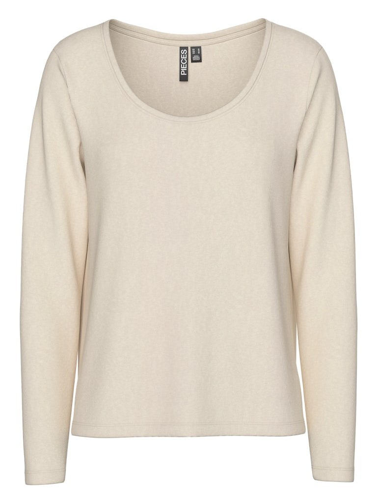 PCSophie LS U-Neck Tee Whitecap Gray