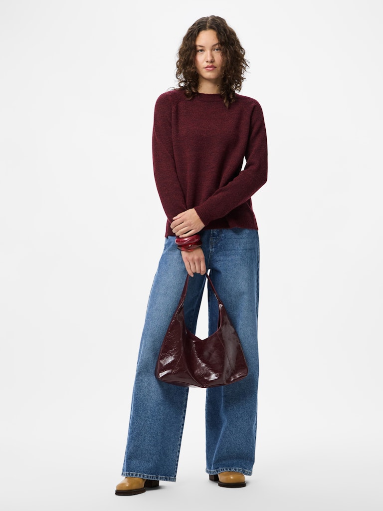 PCJuliana LS O-Neck Knit Tawny Port
