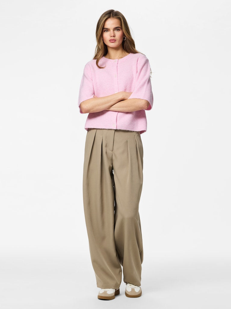 PCSilly SS O-Neck Knit Cardigan Roseate Spoonbill