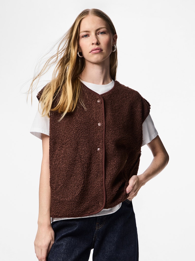 PCKatty Teddy Vest Chicory Coffee