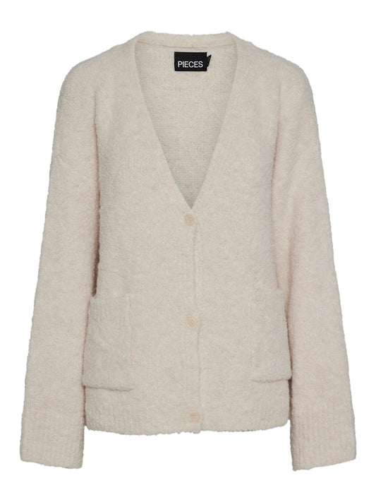 PCNori LS V-Neck Knit Cardigan Birch/Egret