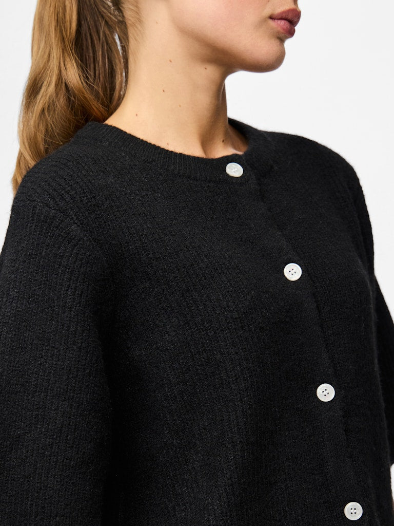 PCSilly SS O-Neck Knit Cardigan Black