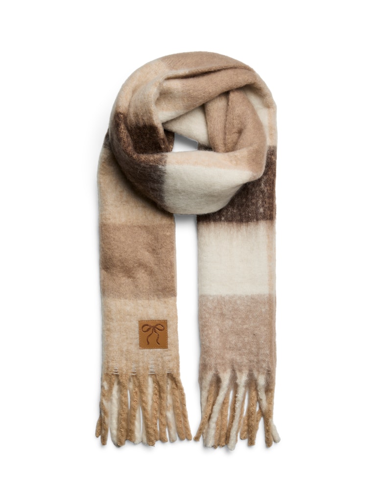 PCJuline Long Scarf Greige Check