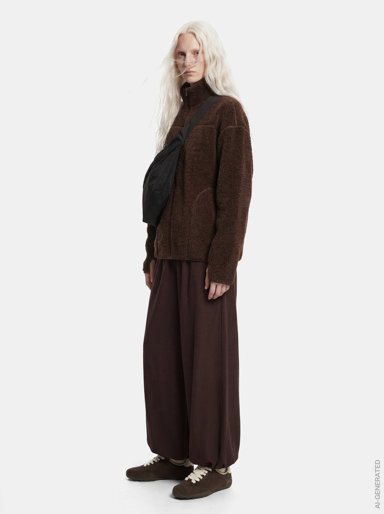 PCSadia LS Teddy Jacket Hot Fudge
