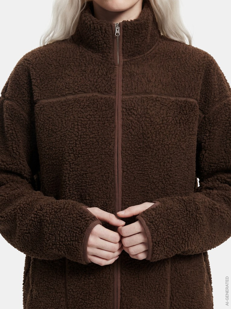 PCSadia LS Teddy Jacket Hot Fudge