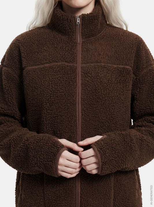 PCSadia LS Teddy Jacket Hot Fudge