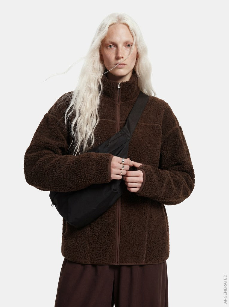 PCSadia LS Teddy Jacket Hot Fudge
