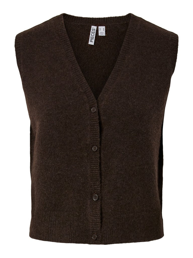 PCSally SL V-Neck Vest Hot Fudge