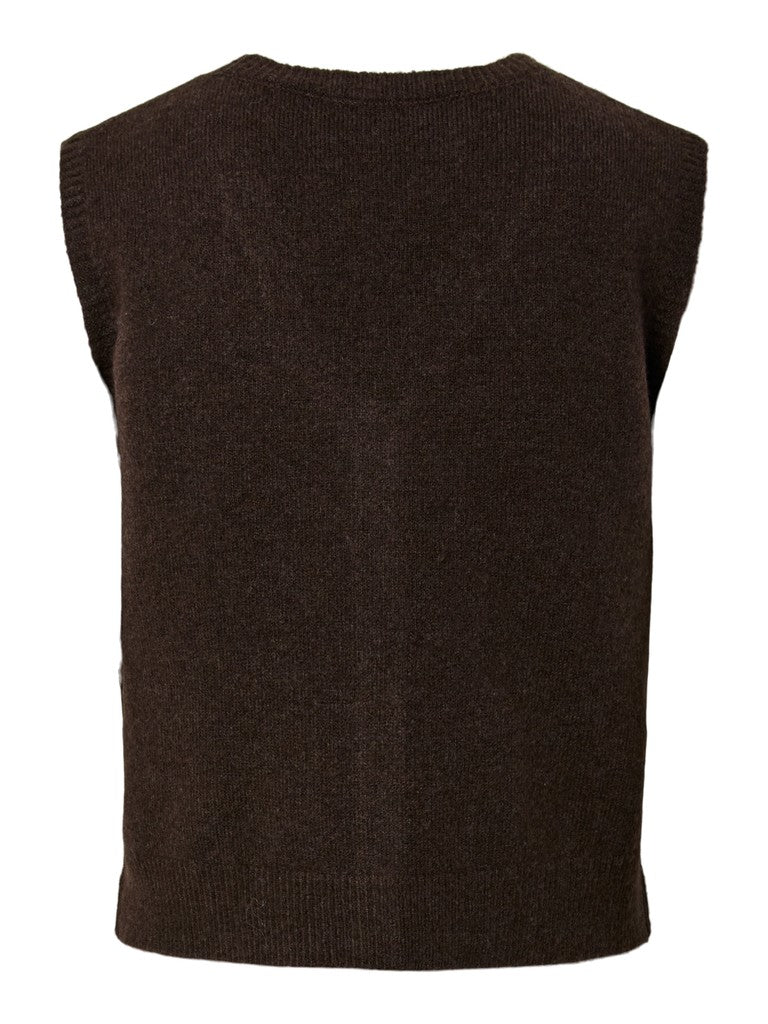 PCSally SL V-Neck Vest Hot Fudge