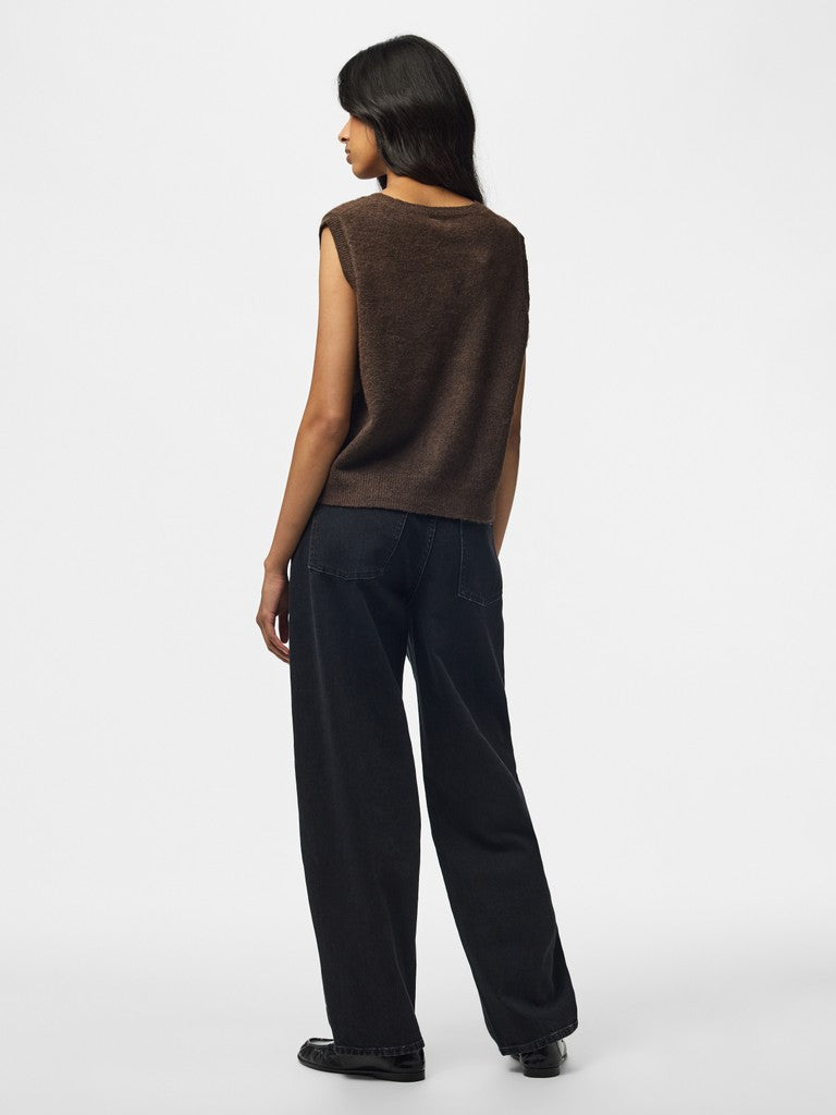 PCSally SL V-Neck Vest Hot Fudge