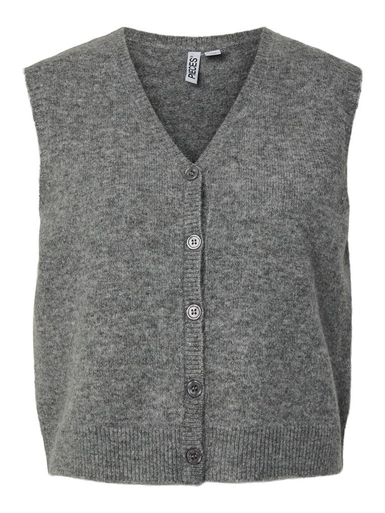 PCSally SL V-Neck Vest Medium Grey