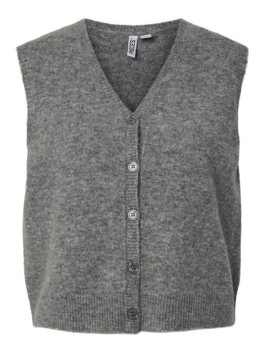 PCSally SL V-Neck Vest Medium Grey