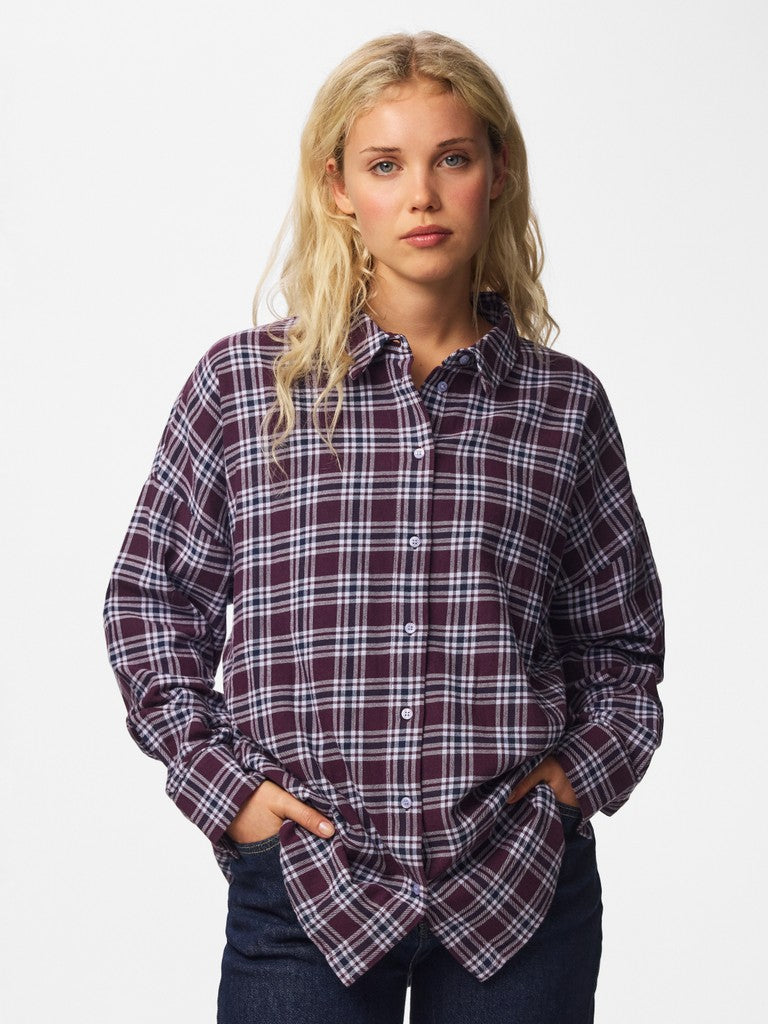PCViolet LS Flannel Shirt Plum Perfect
