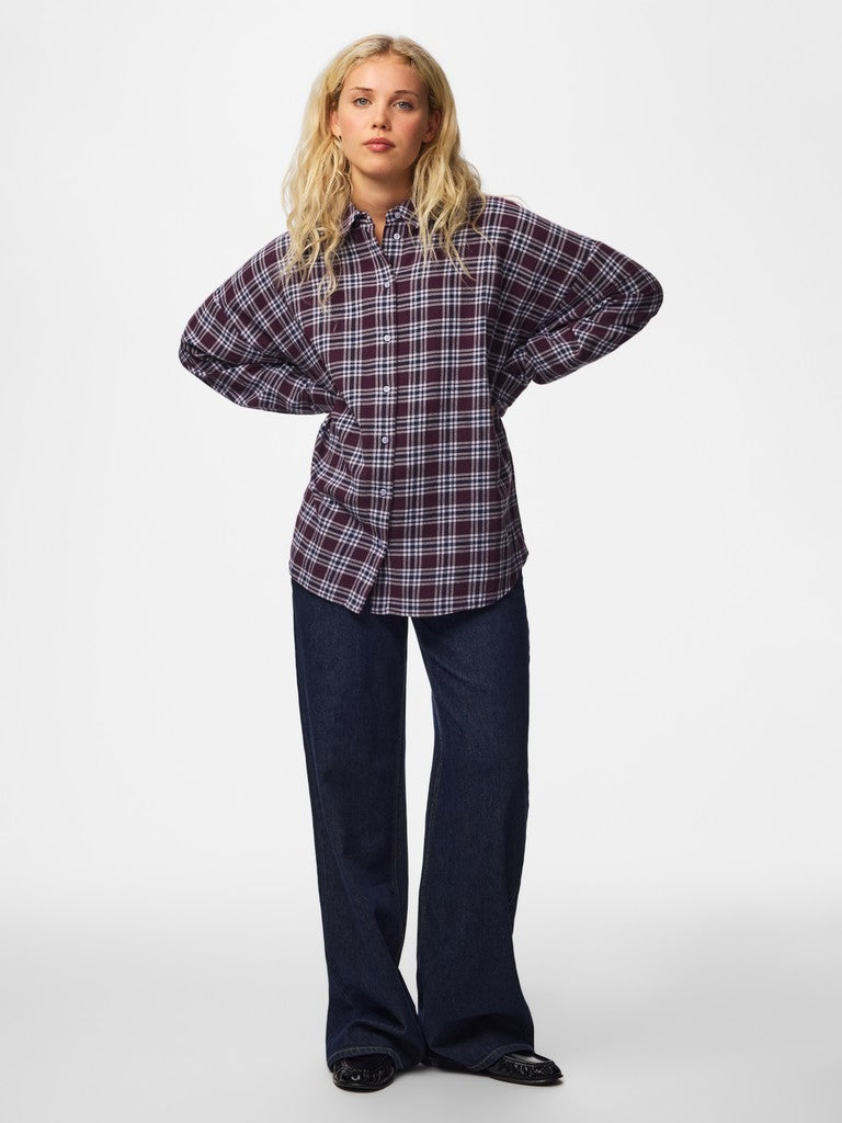 PCViolet LS Flannel Shirt Plum Perfect