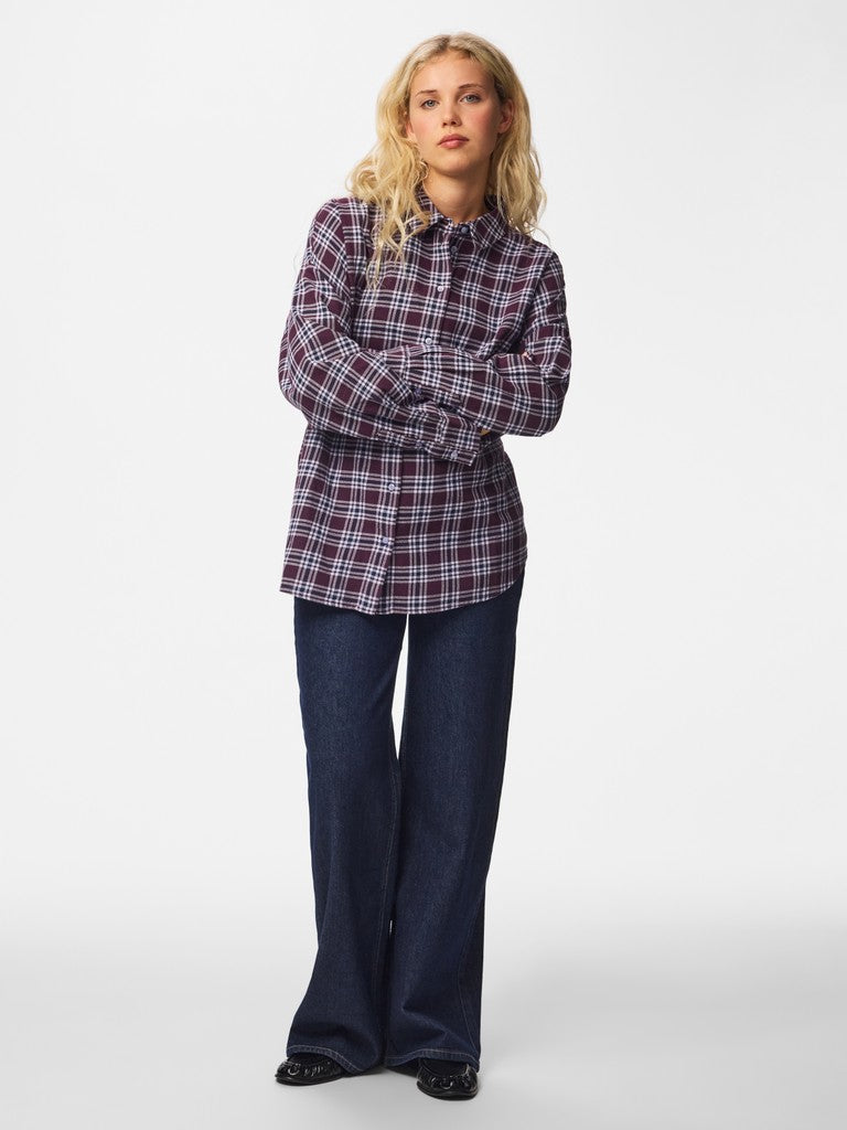 PCViolet LS Flannel Shirt Plum Perfect
