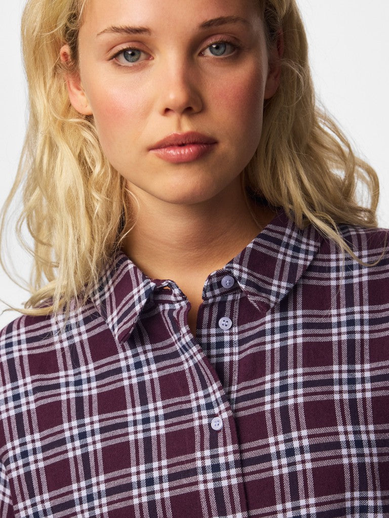 PCViolet LS Flannel Shirt Plum Perfect