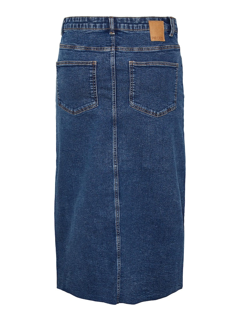 PCJessie HW Denim Midi Skirt Medium Blue