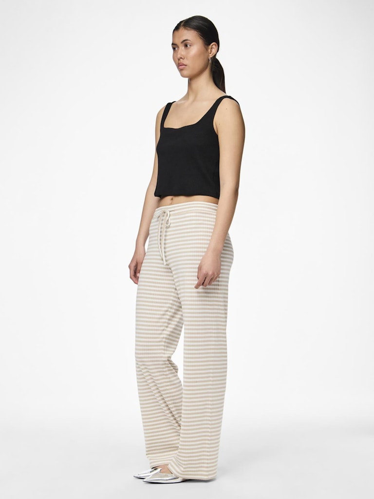 PCLaya MW Wide Pants White Silver Gray