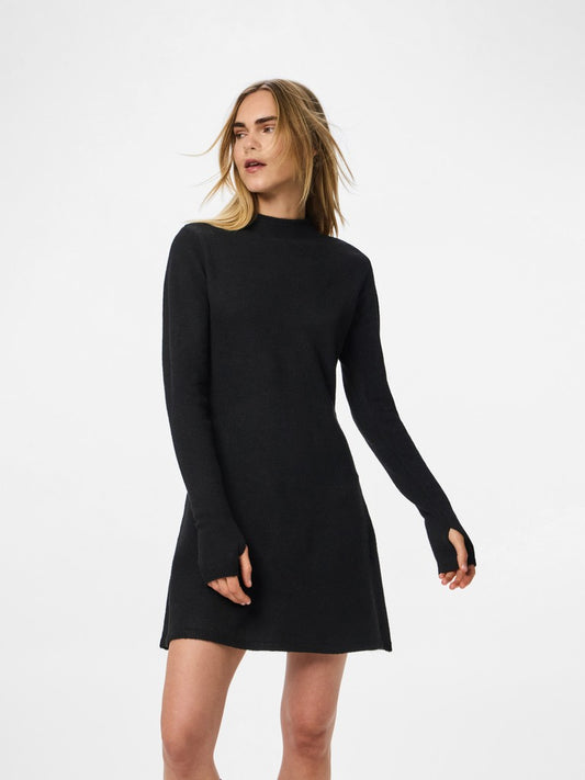 PCJunna LS Mock Neck Knit Dress Black