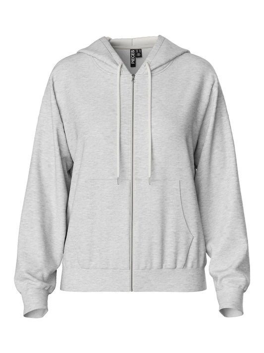 PCChilli LS Zip Hoodie Light Grey