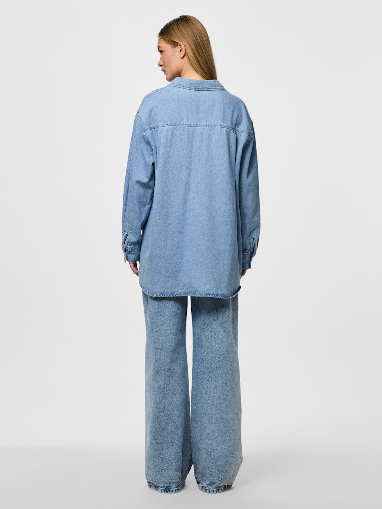 PCMaisie LS Denim Shirt Light Blue Denim