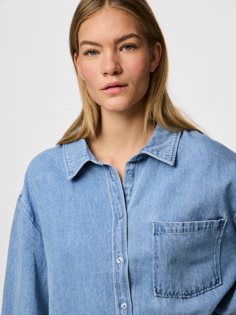 PCMaisie LS Denim Shirt Light Blue Denim