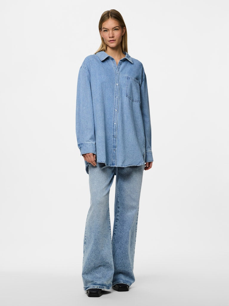 PCMaisie LS Denim Shirt Light Blue Denim