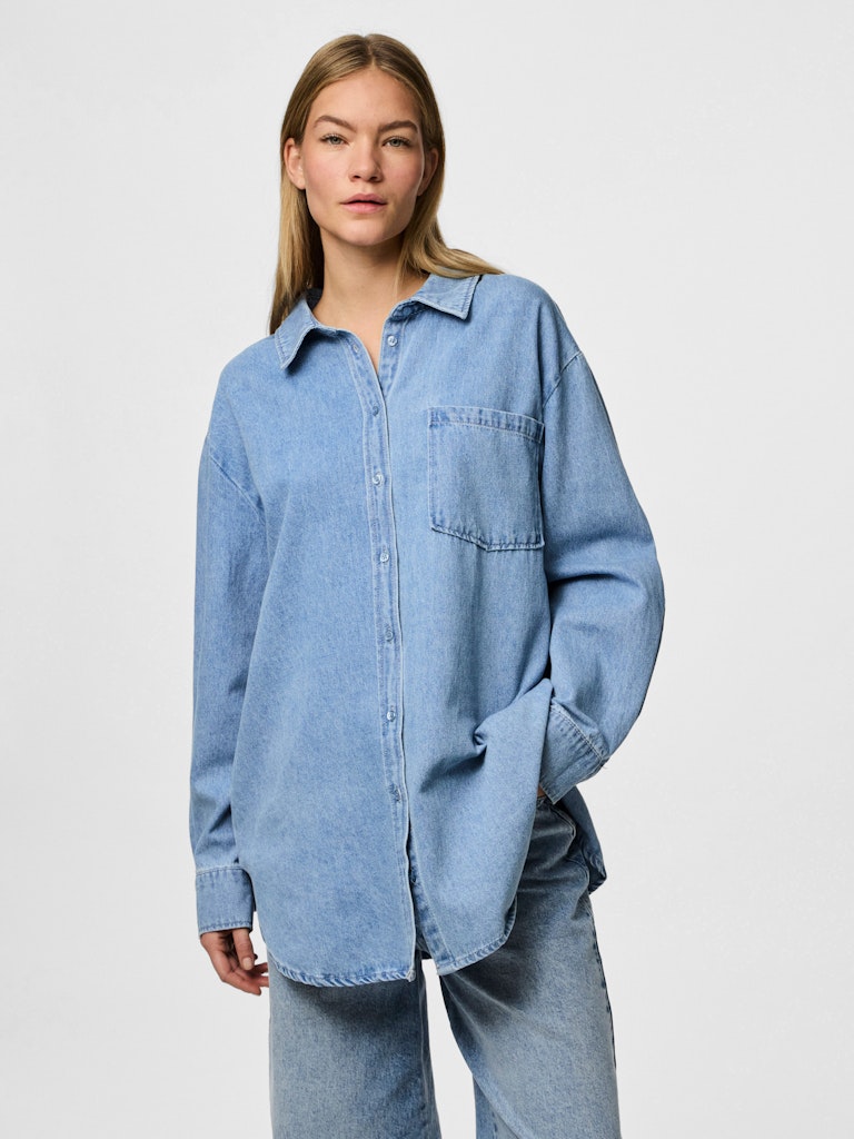 PCMaisie LS Denim Shirt Light Blue Denim