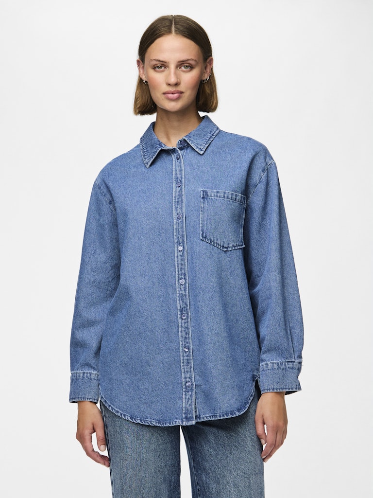 PCMaisie LS Denim Shirt Medium Blue Denim