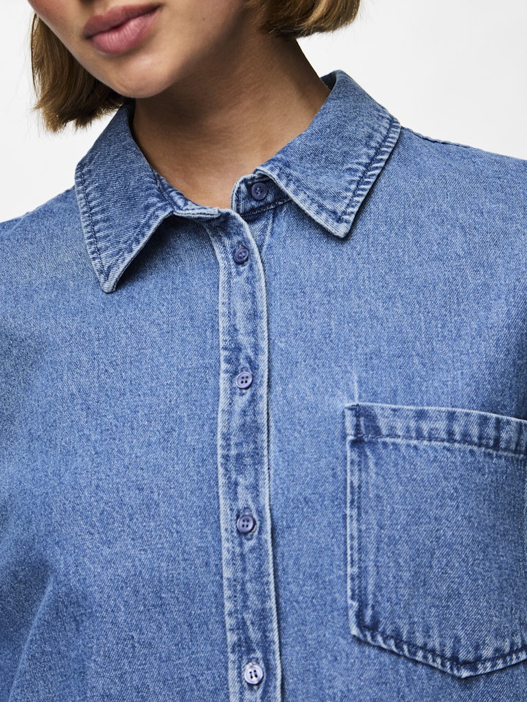 PCMaisie LS Denim Shirt Medium Blue Denim