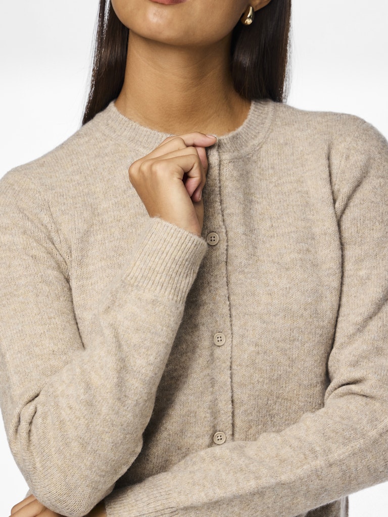 PCMalou LS Knit Cardigan Taupe Grey