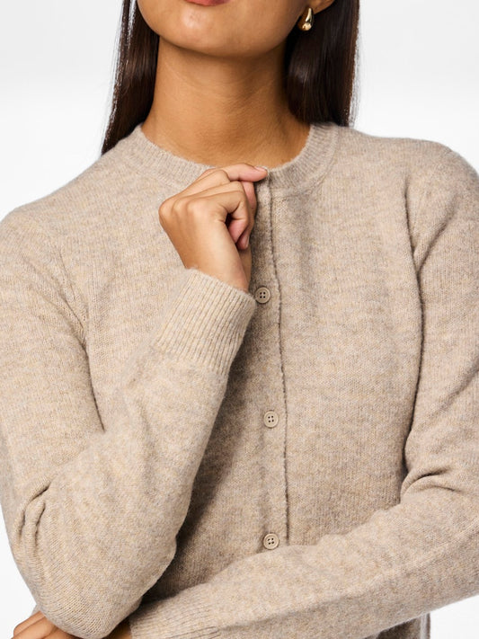 PCMalou LS Knit Cardigan Taupe Grey
