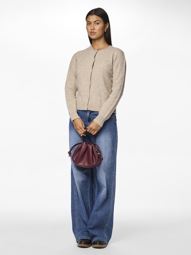 PCMalou LS Knit Cardigan Taupe Grey
