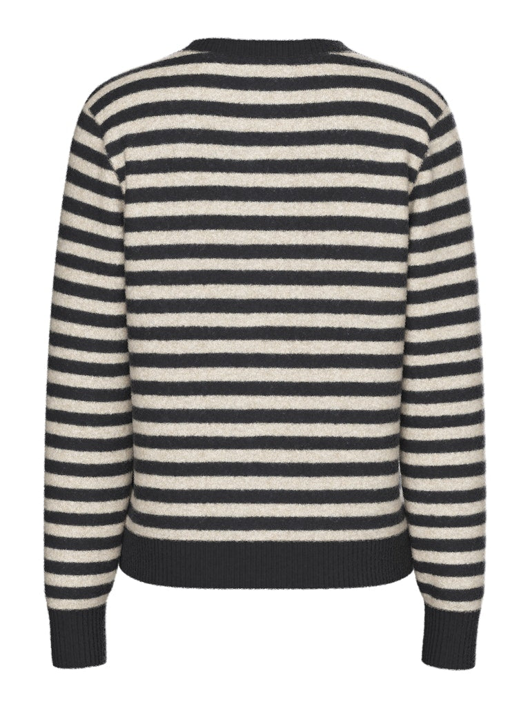 PCMalou LS Knit Cardigan Black Taupe