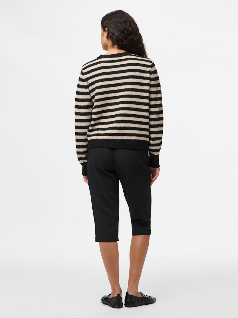 PCMalou LS Knit Cardigan Black Taupe