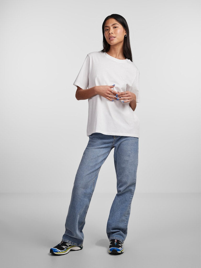PCRia SS Solid Tee Bright White