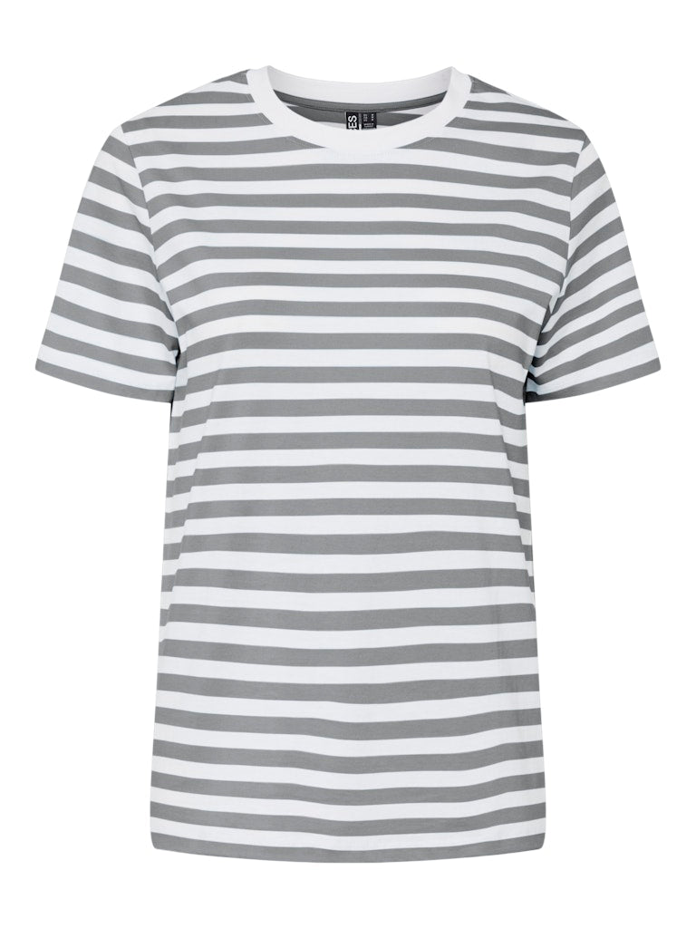 PCRia SS Tee Stripes Ultimate Grey