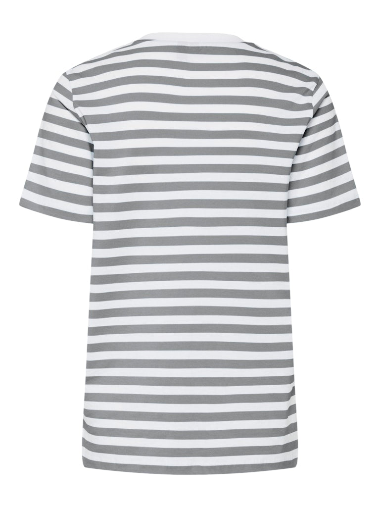 PCRia SS Tee Stripes Ultimate Grey