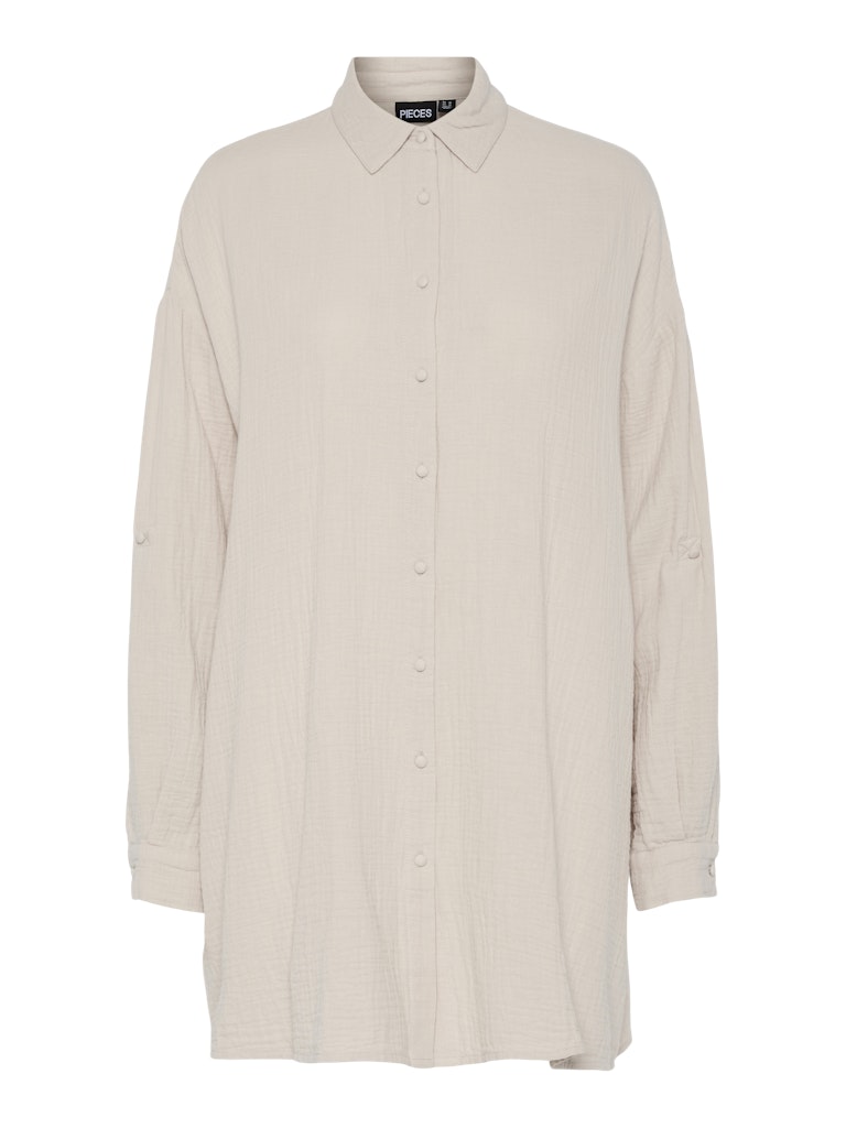 PCSastina LS Oversized Long Shirt Silver Gray