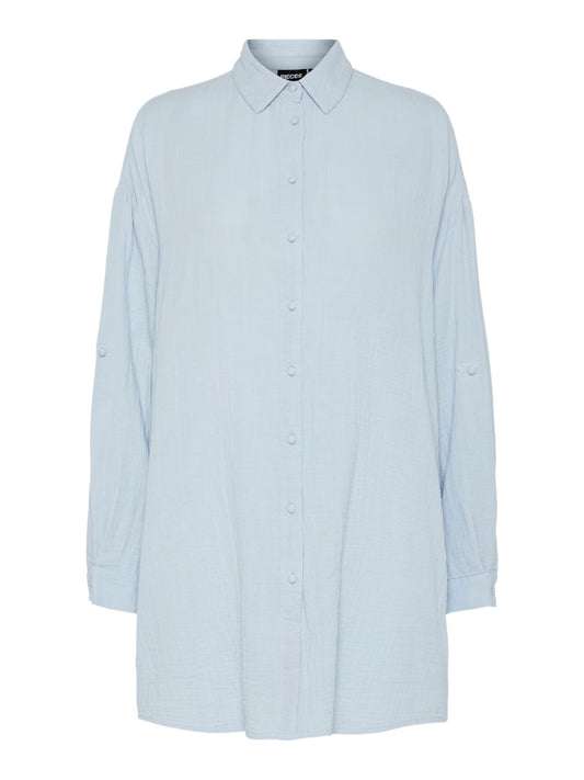 PCSastina LS Oversized Long Shirt Cashmere Blue