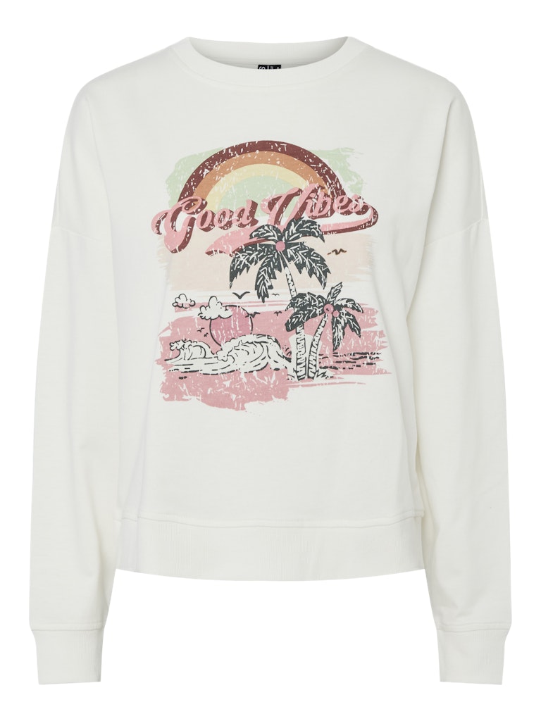 PCSandy Print LS O-Neck Sweat Cloud Dancer