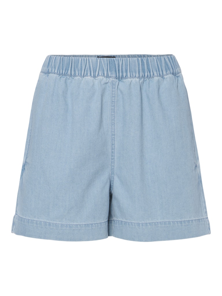 PCTula MW Pull UP Denim Shorts Light Blue Denim