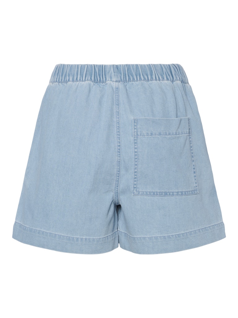 PCTula MW Pull UP Denim Shorts Light Blue Denim