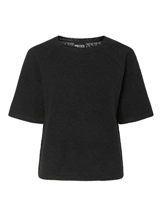 PCMikela SS O-Neck Knit BLack